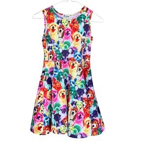 JxStar Dress Girls 8-9Y Multicolor Dogs Print Sleeveless Skater Knee Rainbow